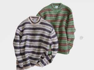 YONETOMI NEW BASIC” MOHAIR WOOL BORDER KNIT P/O”