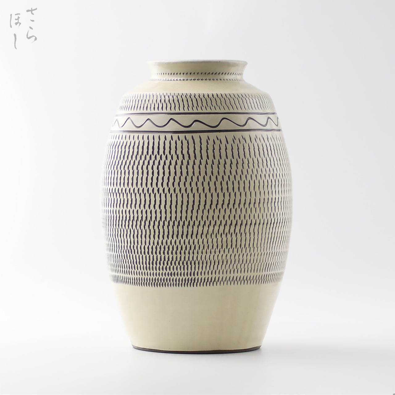 一点もの】小鹿田焼 小袋窯 尺丸長花瓶 飛びかんな/櫛描き 高さ約29cm