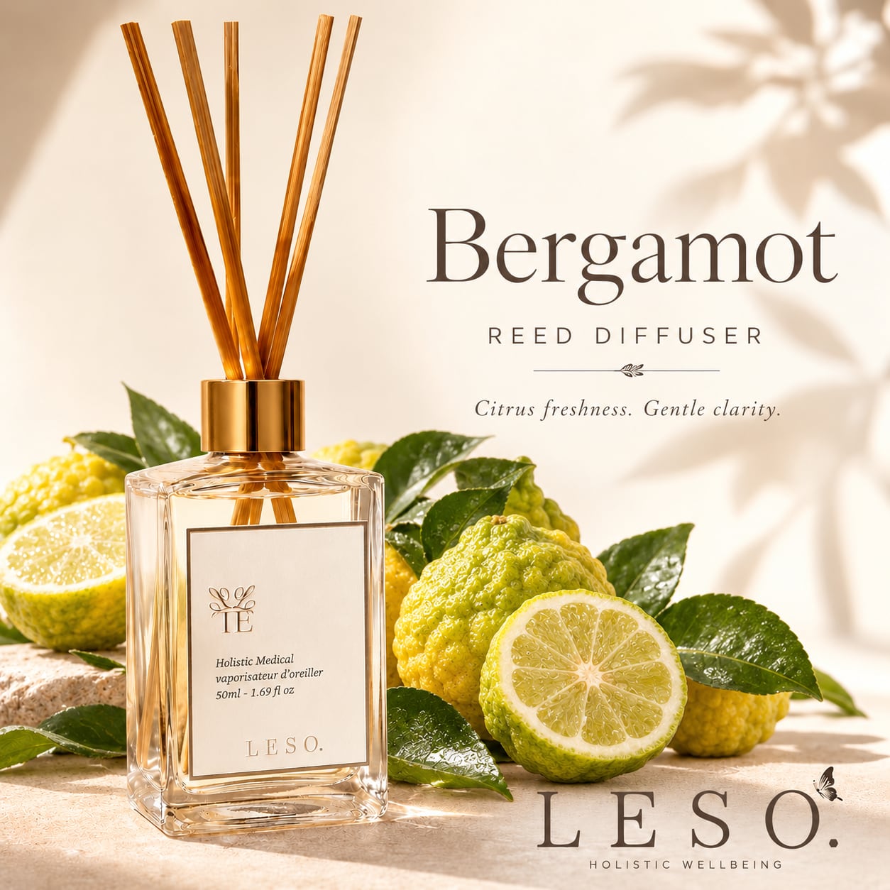 【 ベルガモット 】リード ディフューザー 50ml|天然 柑橘 シトラス アールグレイ 爽やか 香り 高級 精油 アロマ ルーム フレグランス 寝室 玄関 トイレ リラックス 日本製 LESO. ギフト プレゼント