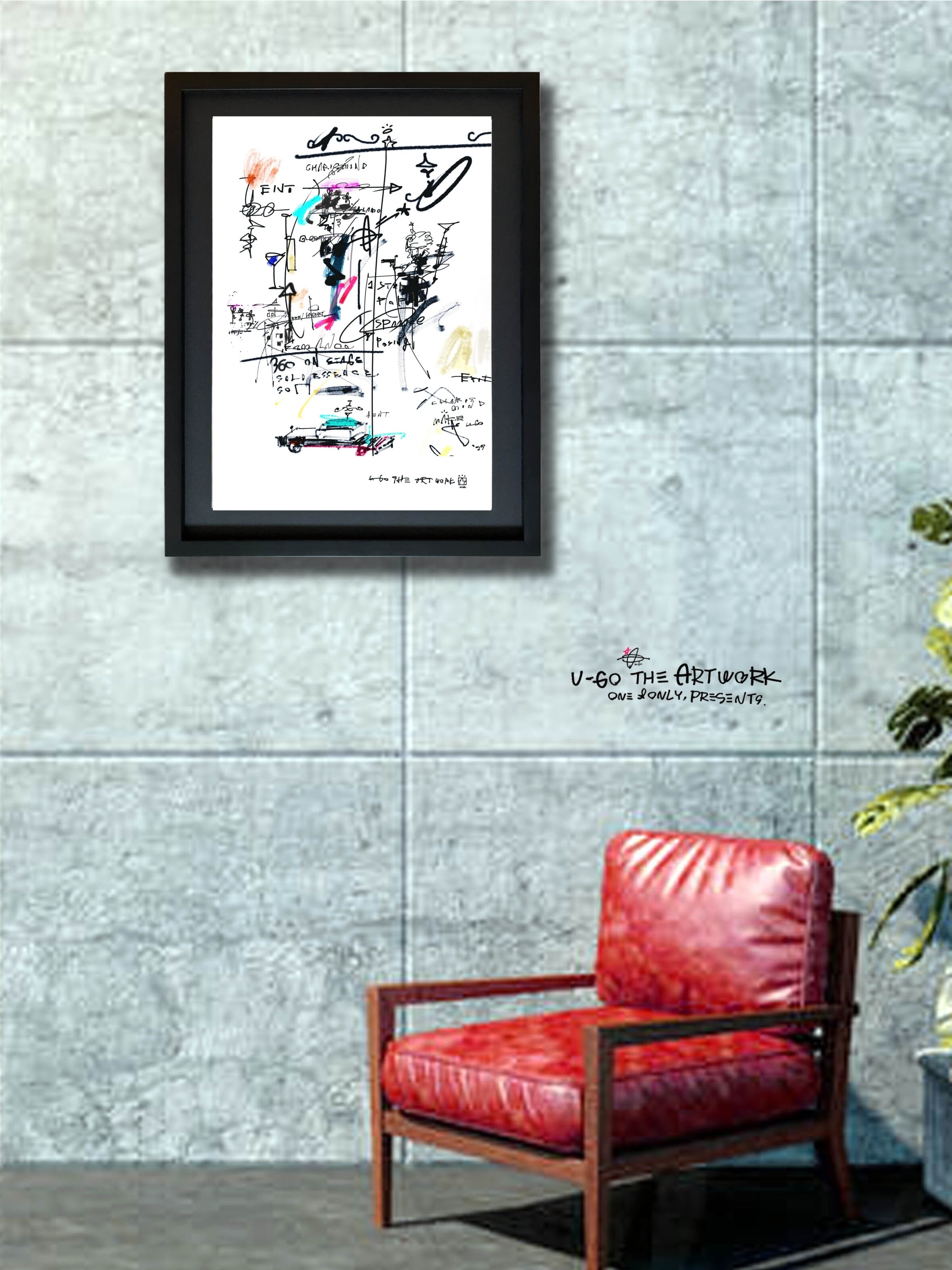 A3ﾌﾚｰﾑ込み「U-GO THE ARTWORK」ｸﾞﾗﾌｨﾃｨ 絵画 | U-GO THE ARTWORK