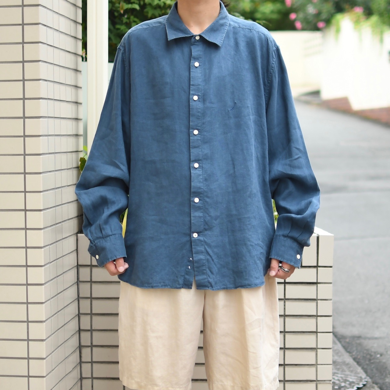 NAUTICA linen shirt blue