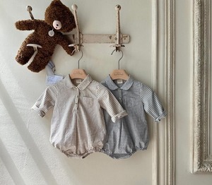 No.５即納商品) monbebe チェック　ロンパース　