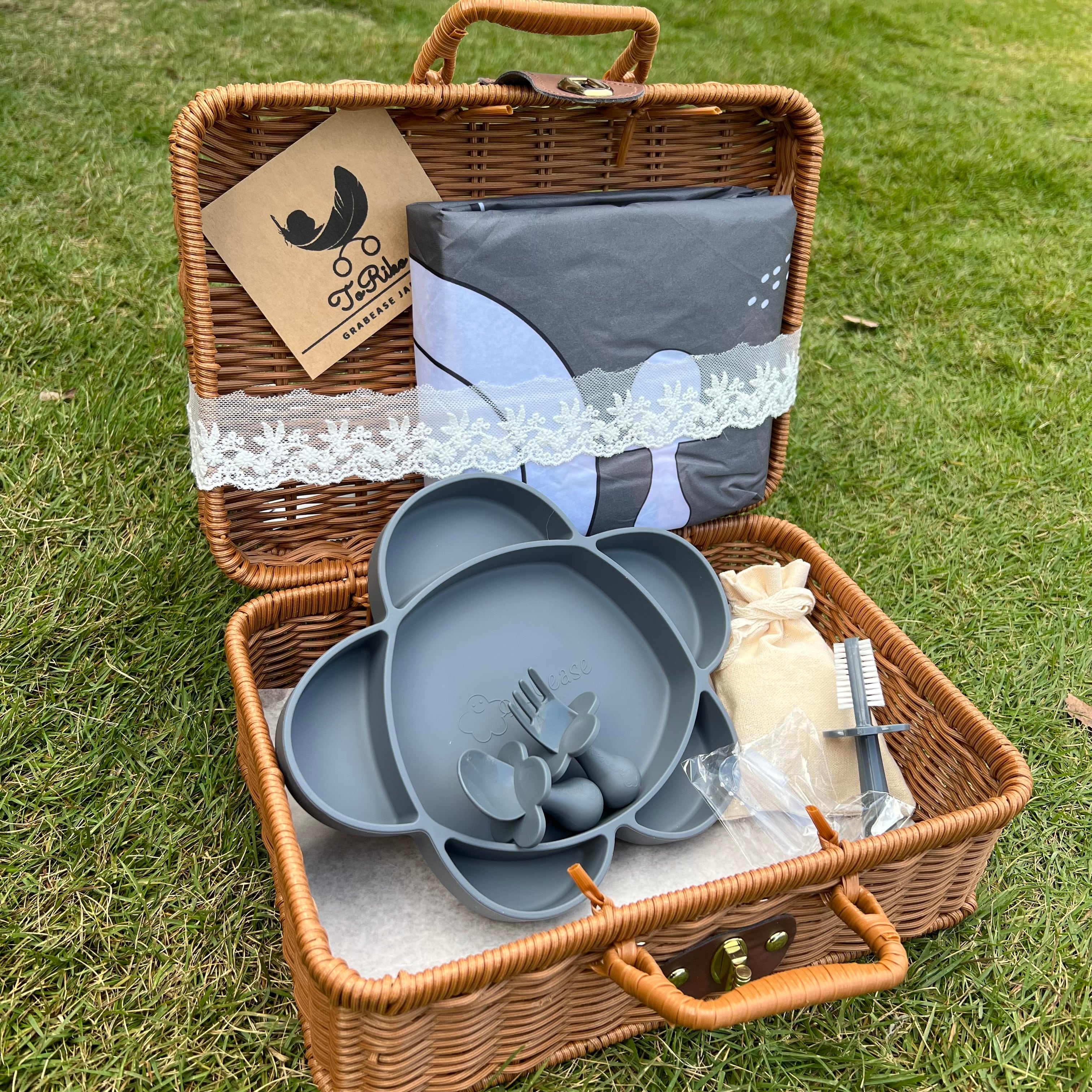 バスケット エプロンセット グレー | 離乳食スプーンならトリコの