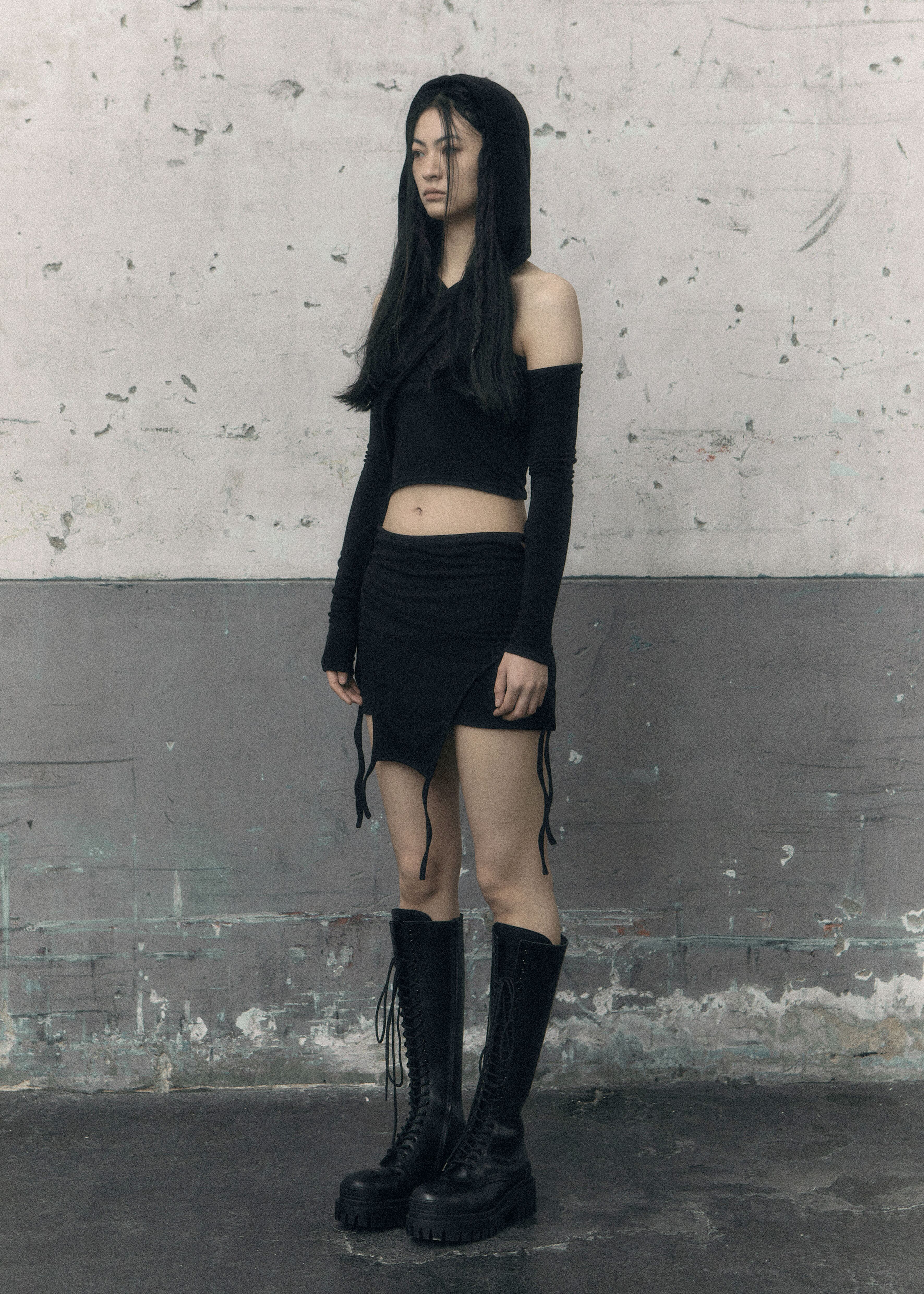 BOHEMIAN SEOUL] CURVED LAYERED SKIRT, BLACK 正規品 韓国ブランド