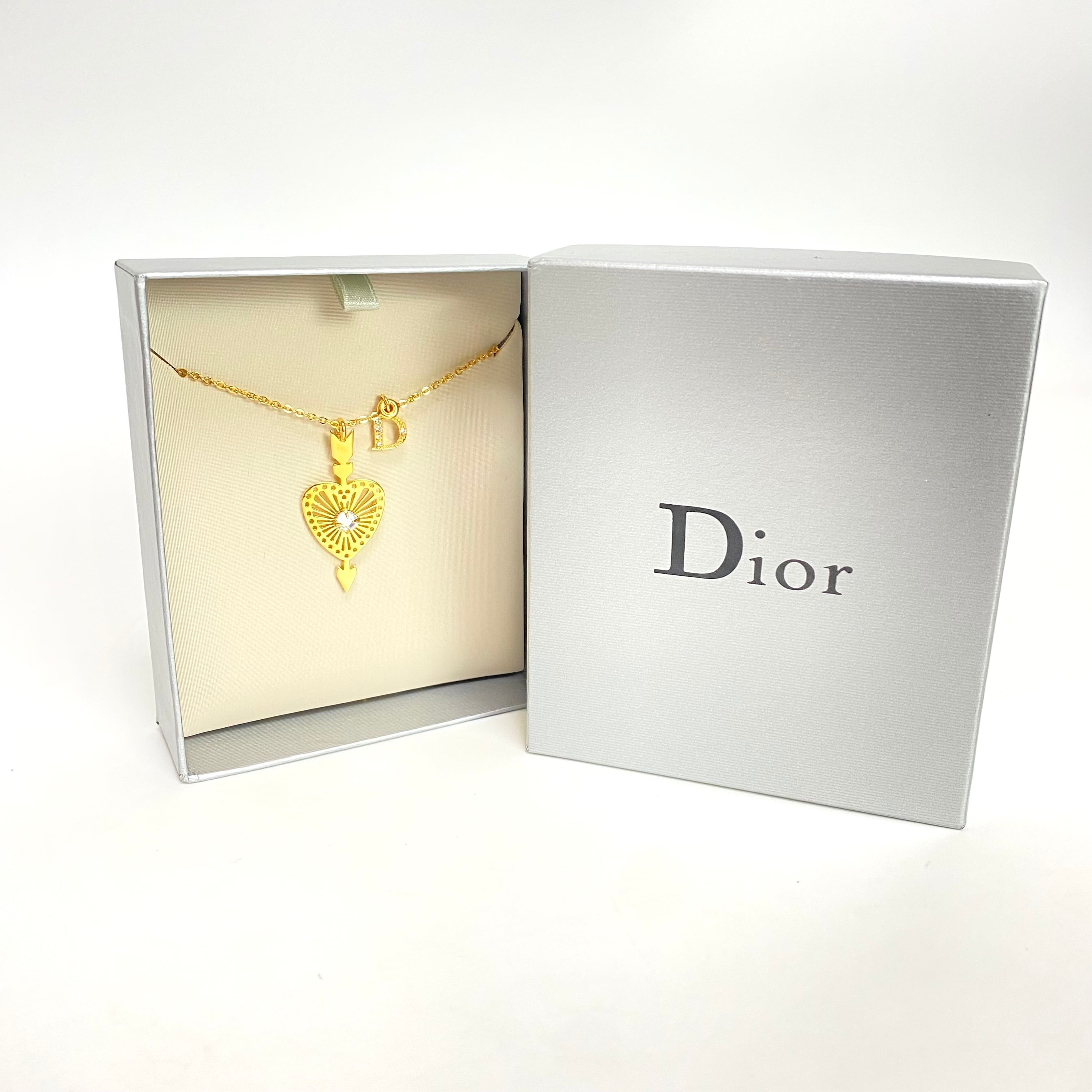 【極美品】Dior　ディオール　ネックレス　ゴールド　ブルー　ハート　CDロゴ