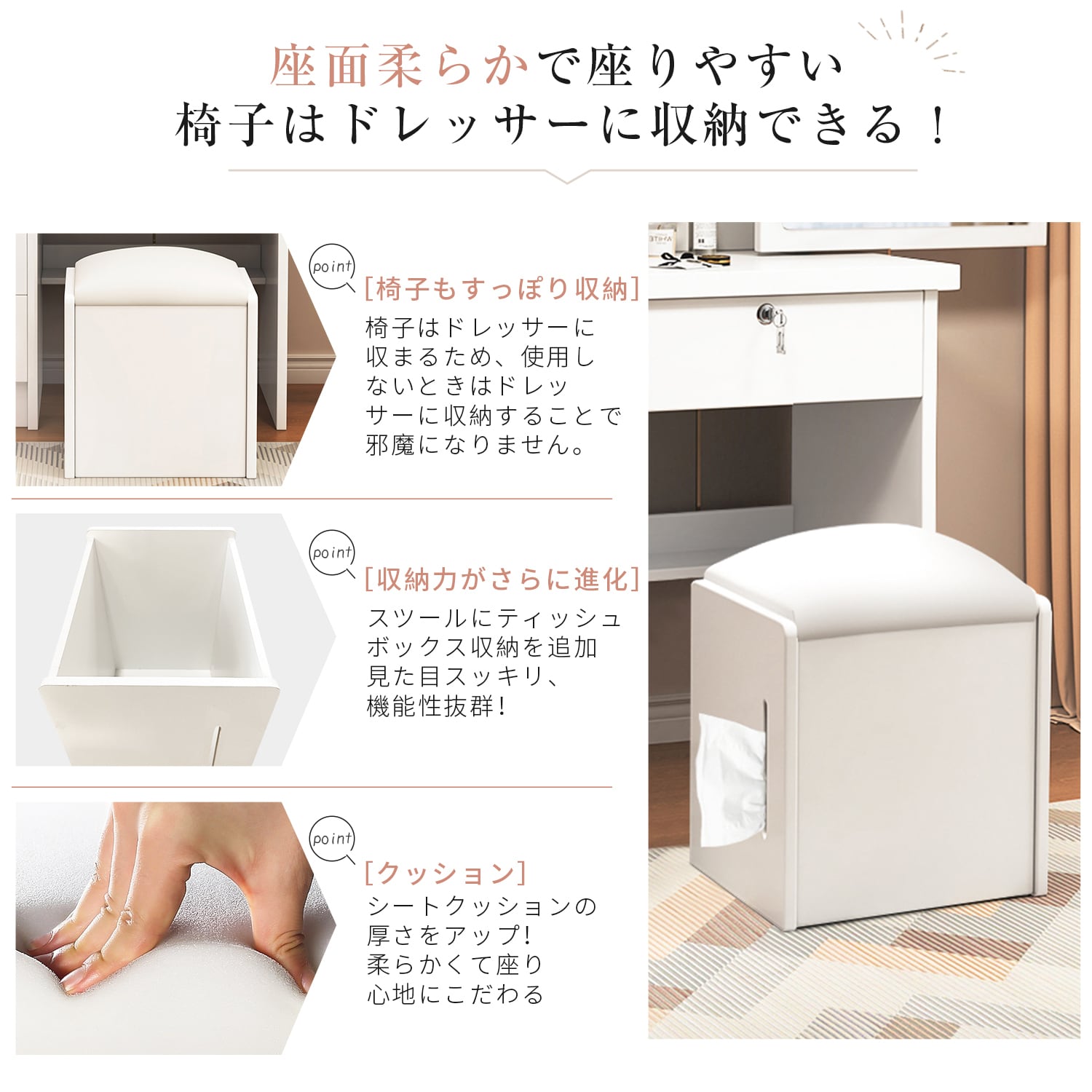 ドレッサー コンパクト 高輝度12灯LED 10段階明るさ調整可能 3色LED