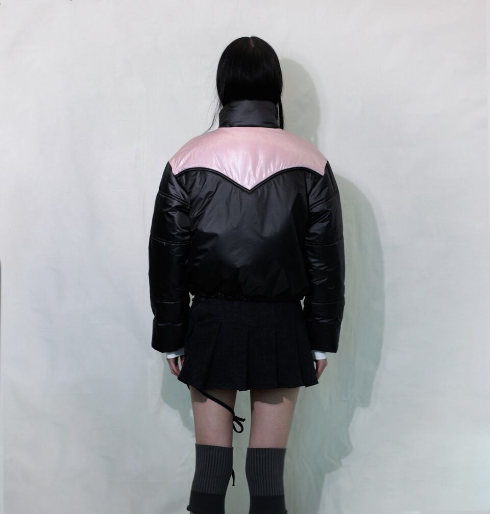 hug your skin] puffer jacket (pink black) 正規品 韓国ブランド 韓国