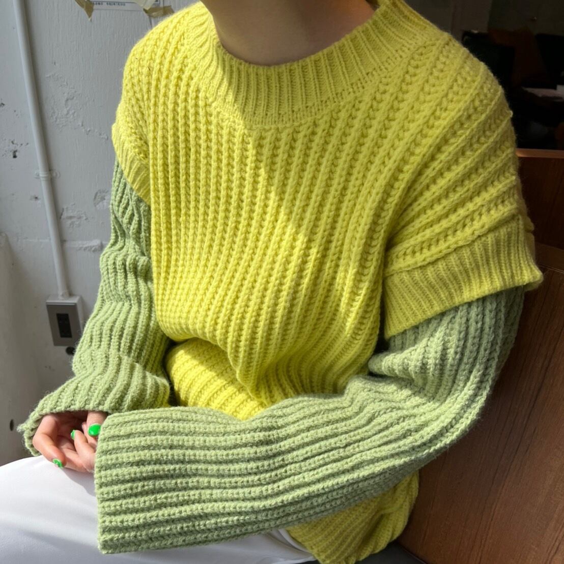 like layered bi-color knit tops_LN01029