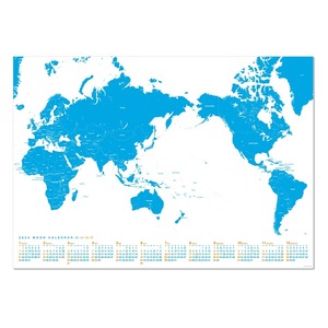 2024 ムーンカレンダー ポスター A2 角筒＜世界地図・ブルー＞b