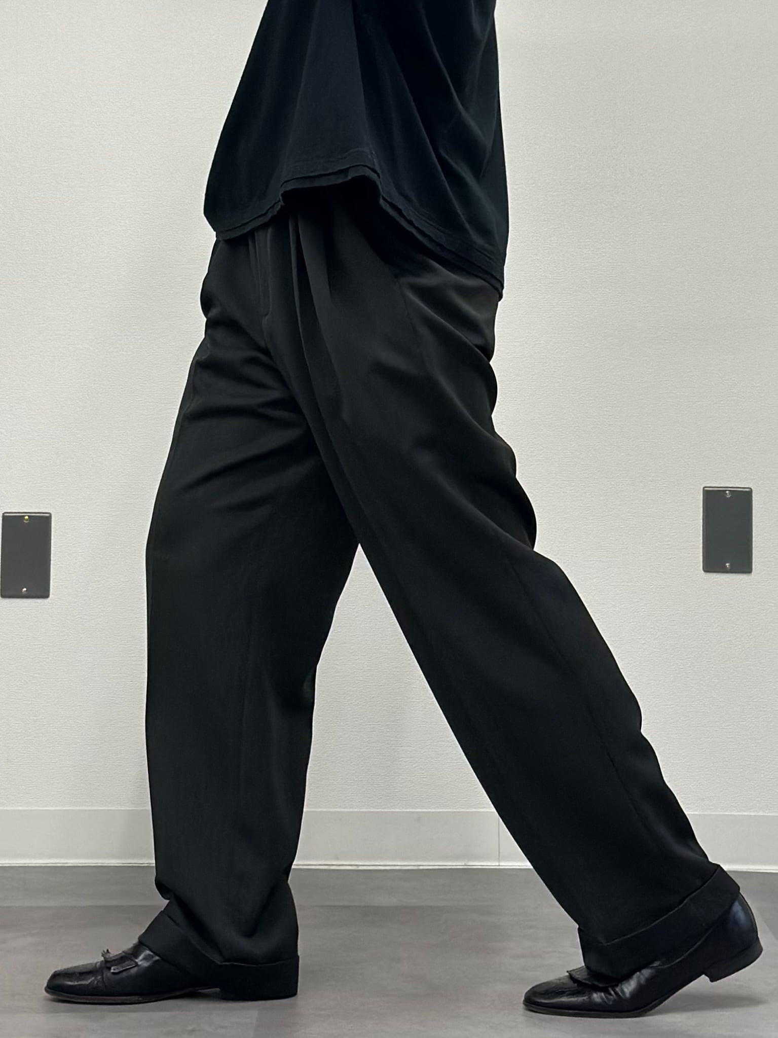 00s PERRY ELLIS PORTFOLIO 2 Tuck Poly Wide Slacks | miyabi
