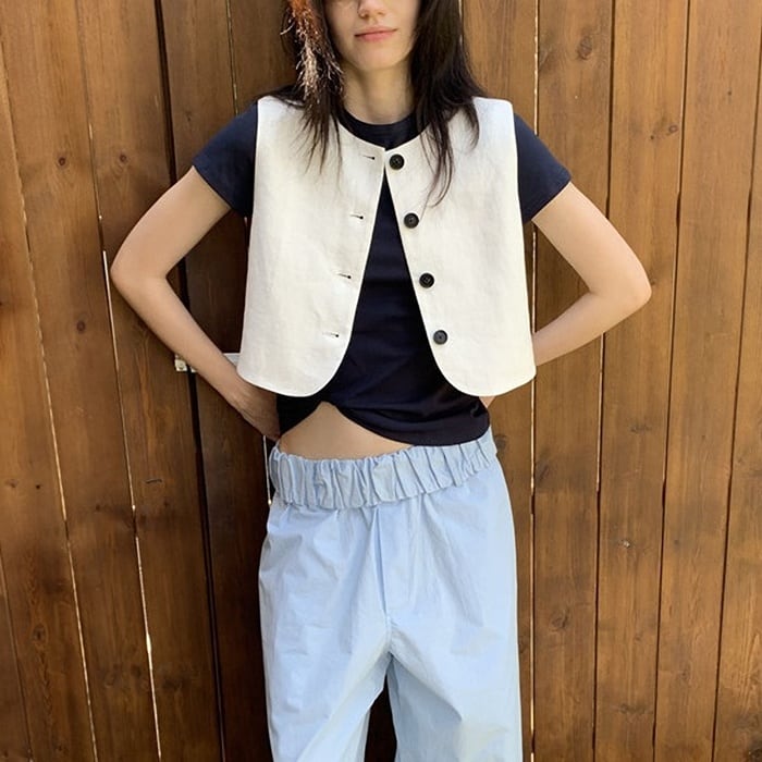 short button vest k-0232