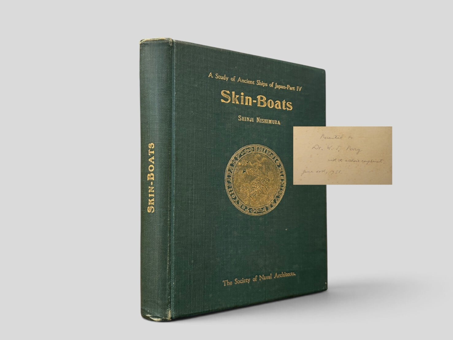 【SJ1152】【AUTHOR'S AUTOGRAPH PRESENTATION】Skin-Boats: A Study of Ancient Ships of Japan, Part IV(1931) /Shinji Nishimura