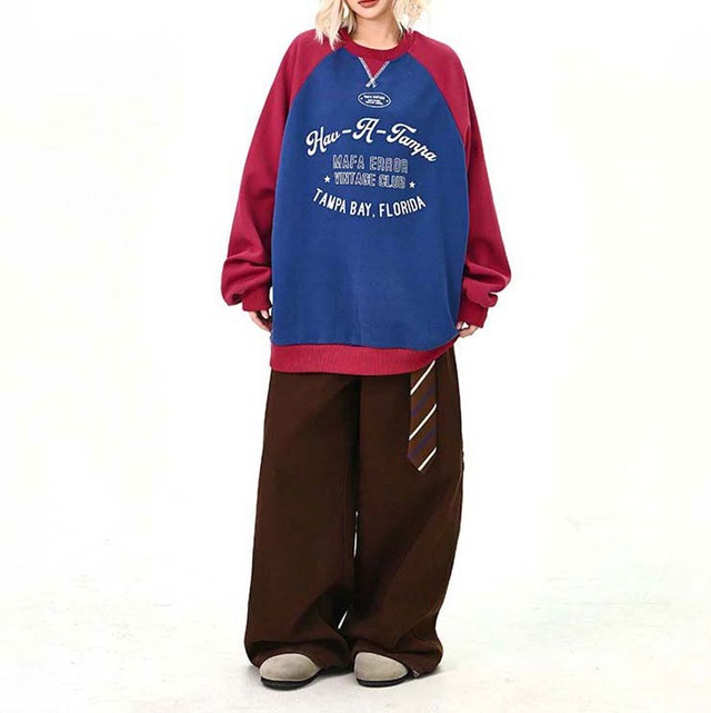 ラグランカレッジロゴルーズトップス 2col   R01506