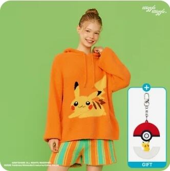 【wiggle wiggle】ポケモン コラボ フード付パジャマ (ピカチュウ)