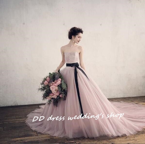 ★ウエディングドレス　ピンクとブラックデザインの可愛いドレス♪♪
