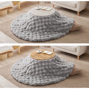 【完成品】円形折れ脚カジュアルコタツ＋うす掛け布団 2点セット 天板リバーシブル こたつ2種x掛け布団3種 モネ68ルナ 幅68cm