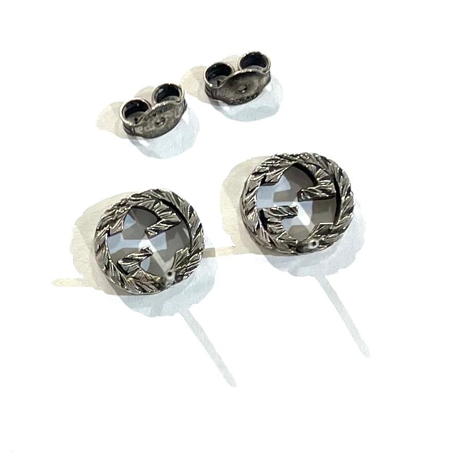 GUCCI】2147 インターロッキングG スタッズピアス／シルバー925／ユニ