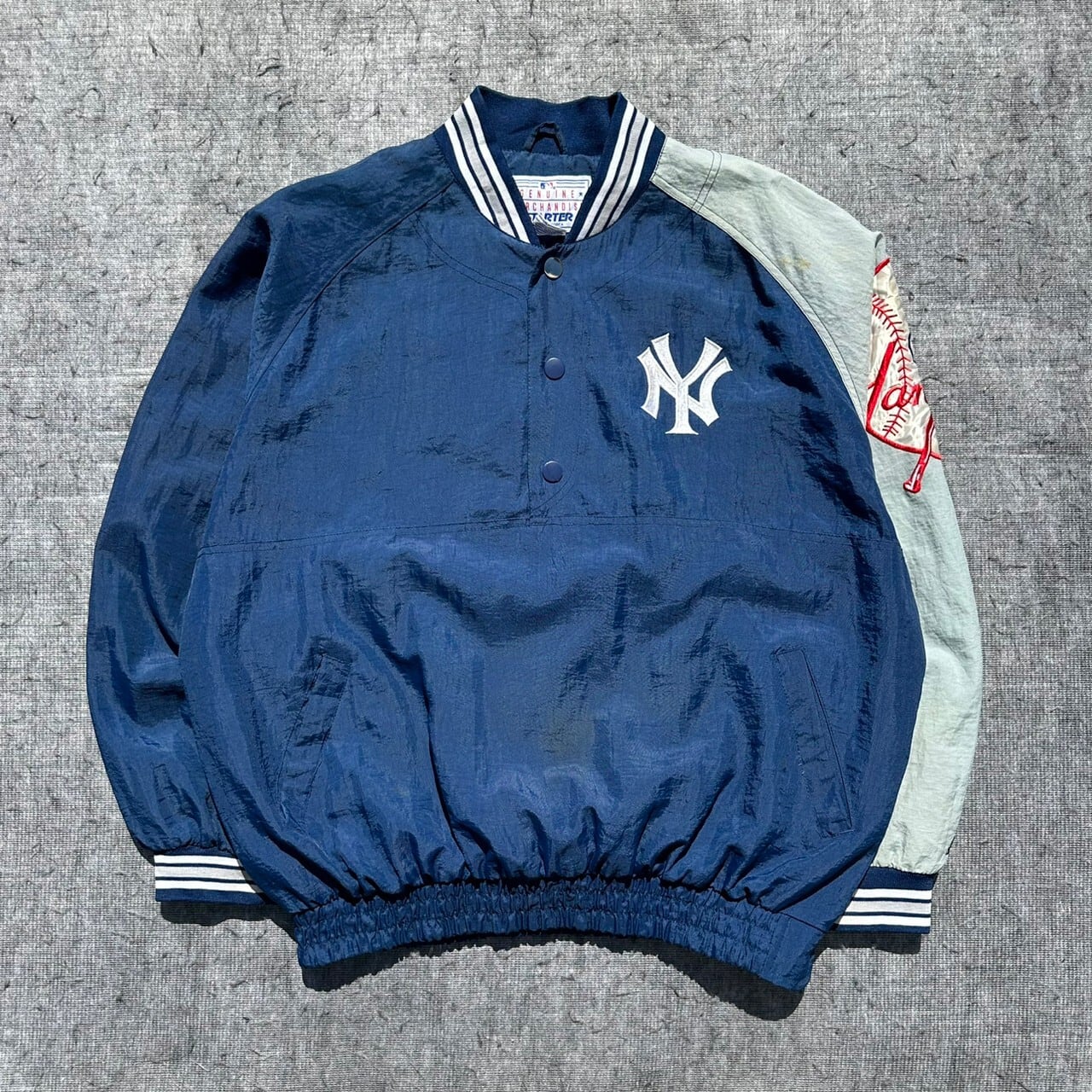 90s】MLB スターター Vネック ナイロンジャケットXL◇古着