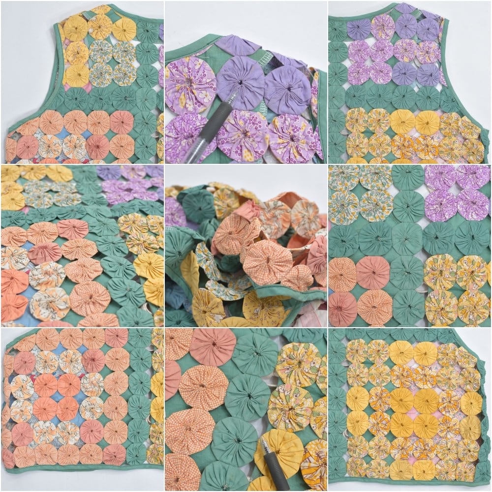 Remake ハンドメイド デザイン リメイク ヨーヨーキルト ベスト パッチ
