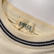 DOLCE CLUB ドルチェ ドッグデザイン コットンニット セーター サイズ 46 /ワールド/日本製/ホワイト×ネイビー