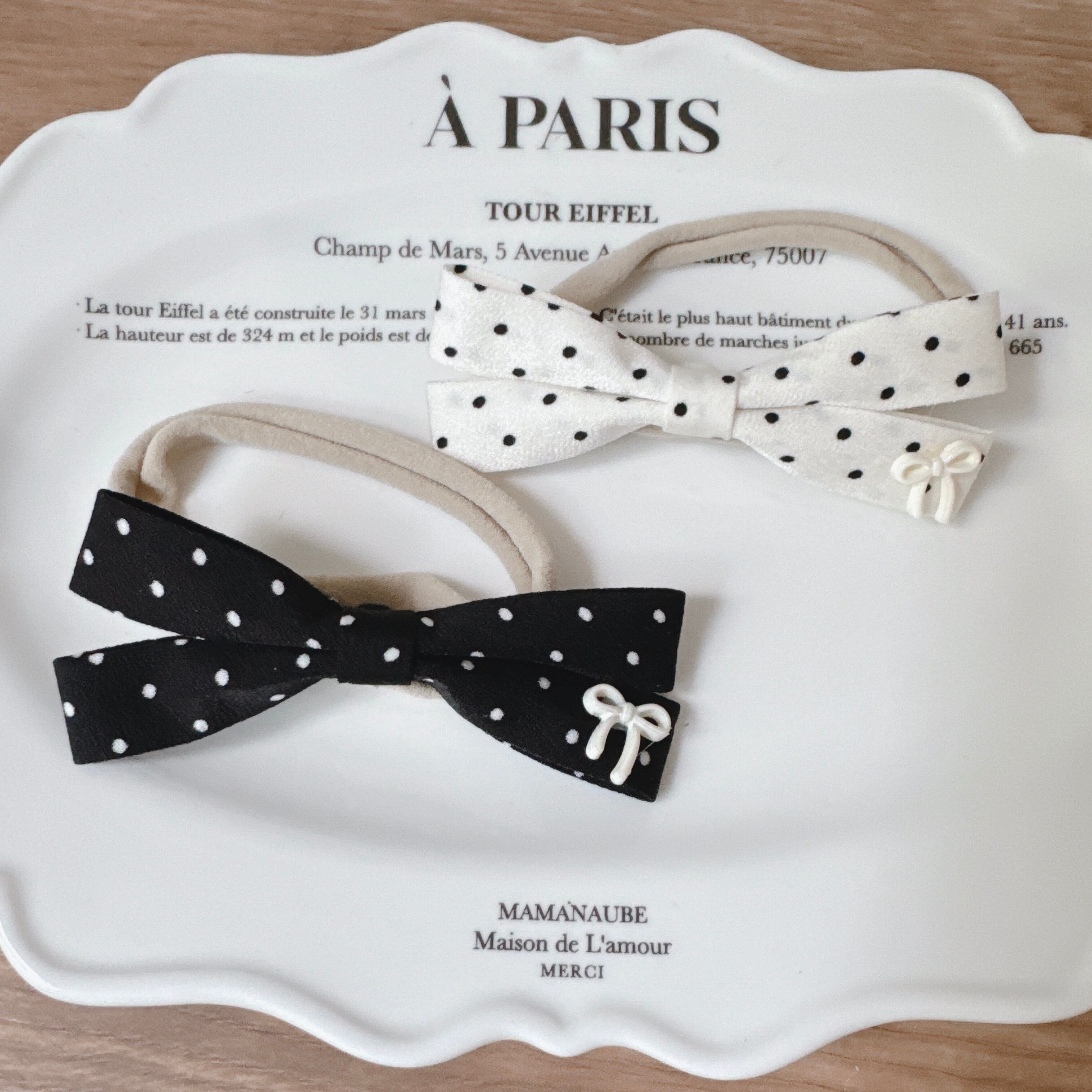 ドットリボンヘアバンド(小さめ後ろ支え付き)