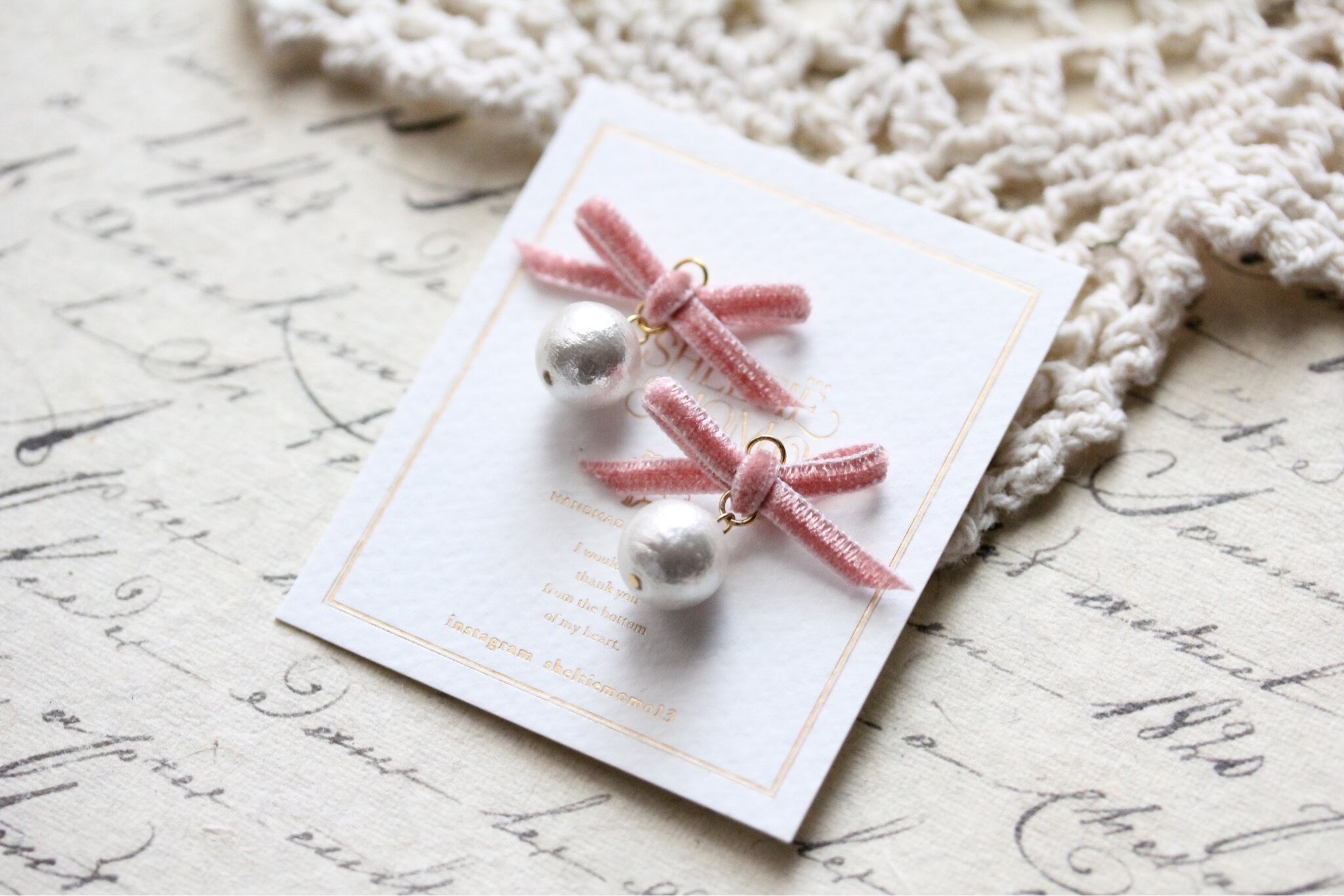 パールベルベットリボンボタン｜各種パーツ 