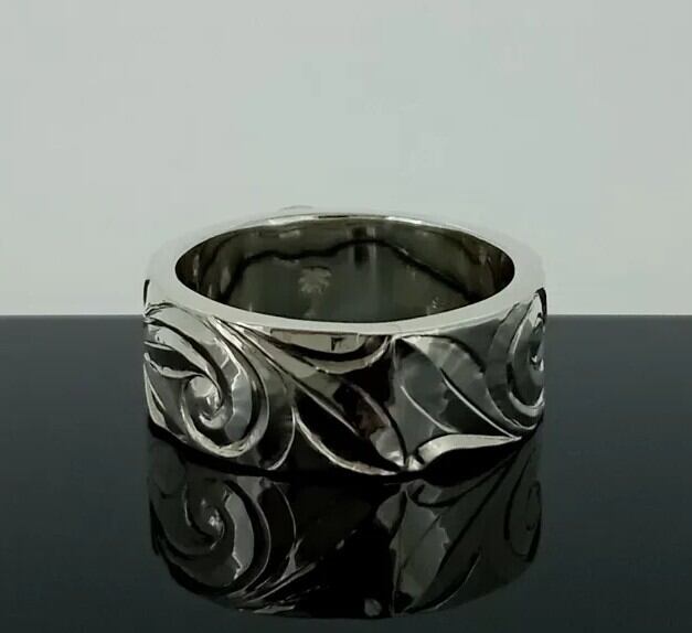 coco様 【2mm／12号／S925 18YG加工】 K18付ユリリング※受注生産（トロピカルデザインシルバー） | ココナッツ