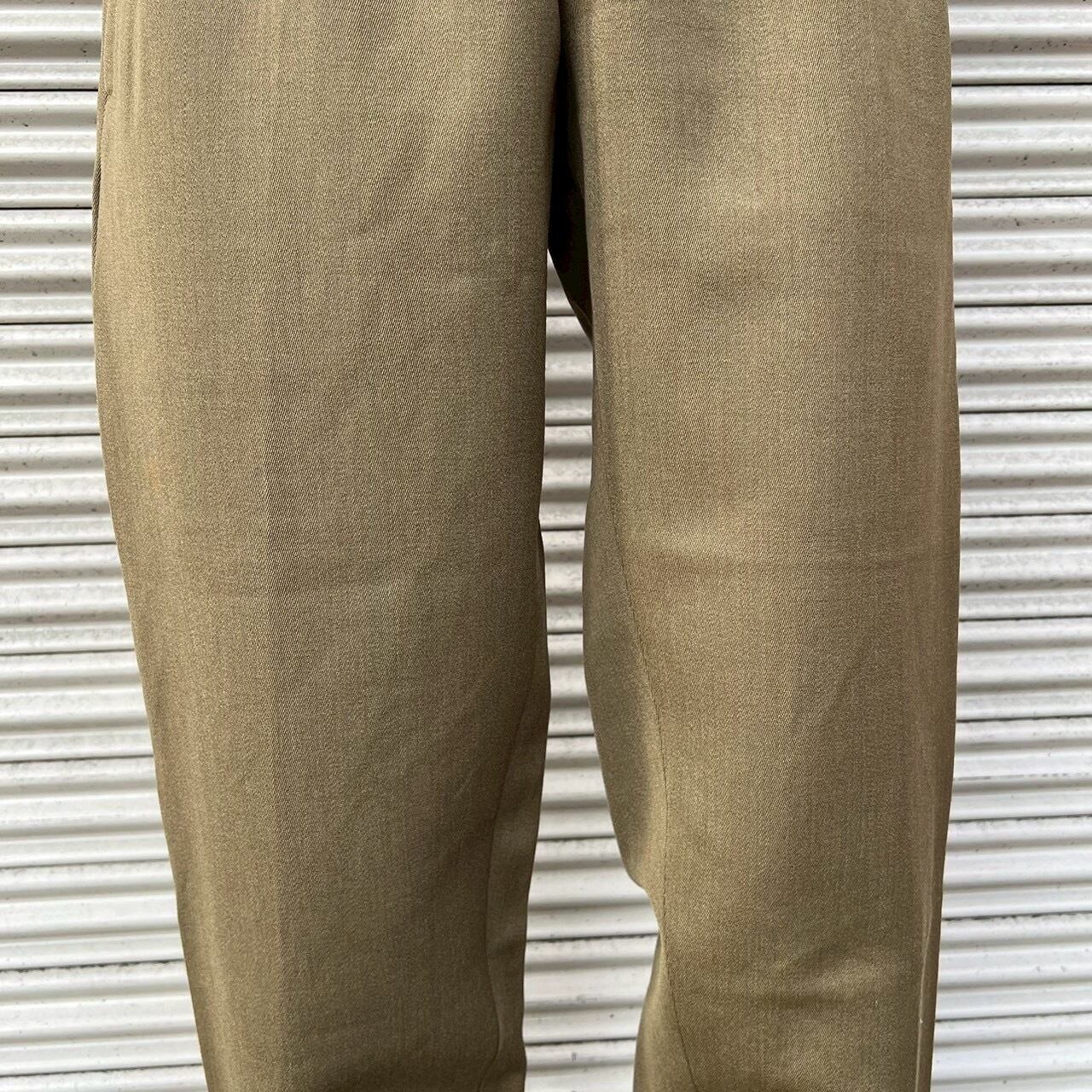 80s Vintage ヴィンテージ スラックス パンツ W86cm M/L カーキ ウール