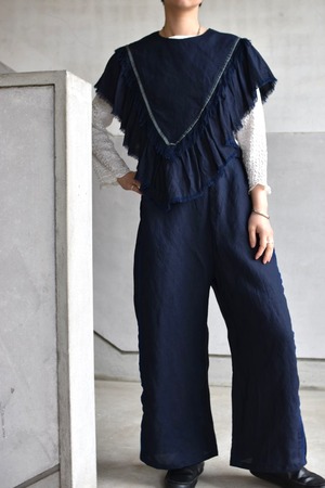 RehersalL  linen fringe vest / navy