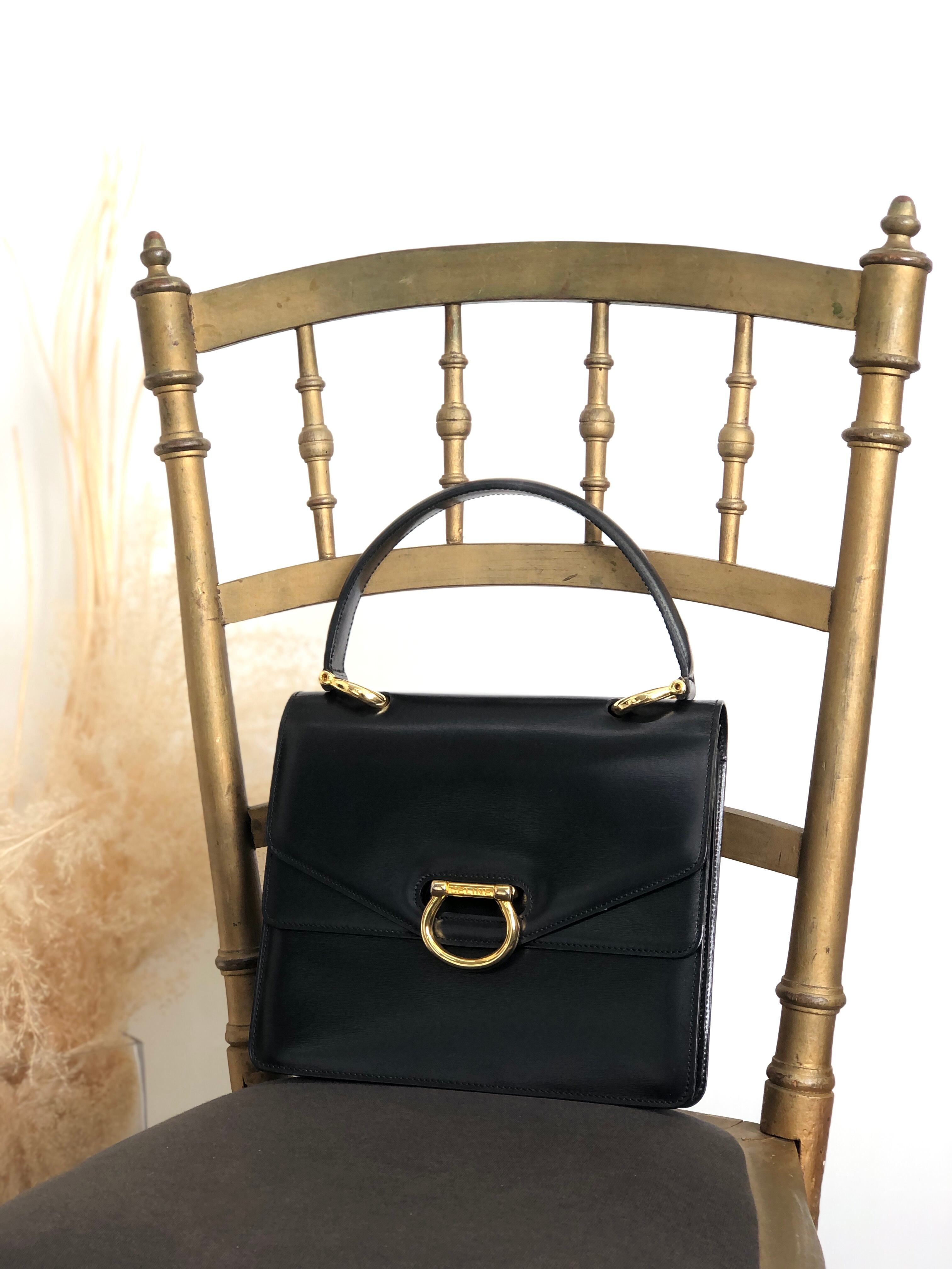 CELINE セリーヌ ハンドバッグ ブラック ホースビット レザー vintage ヴィンテージ オールド zznivs