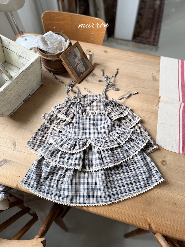 【取寄】marron|check cancan dress|チェックカンカンドレス|XS-L|kids|26 autumn
