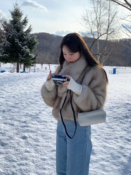 (予約) ounce / Melo round fur jacket muffler set 1color