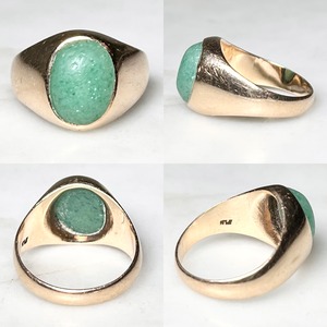 vintage 9ct gold ring set with green stone