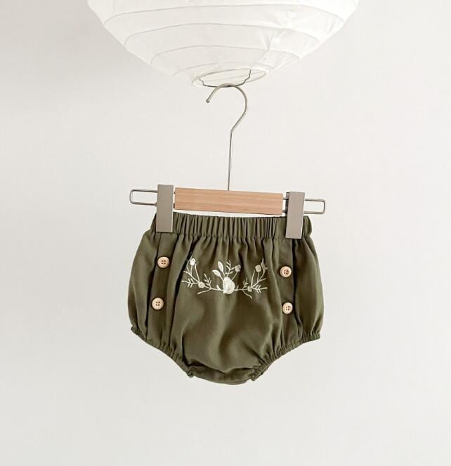 green flower embroidery bloomers