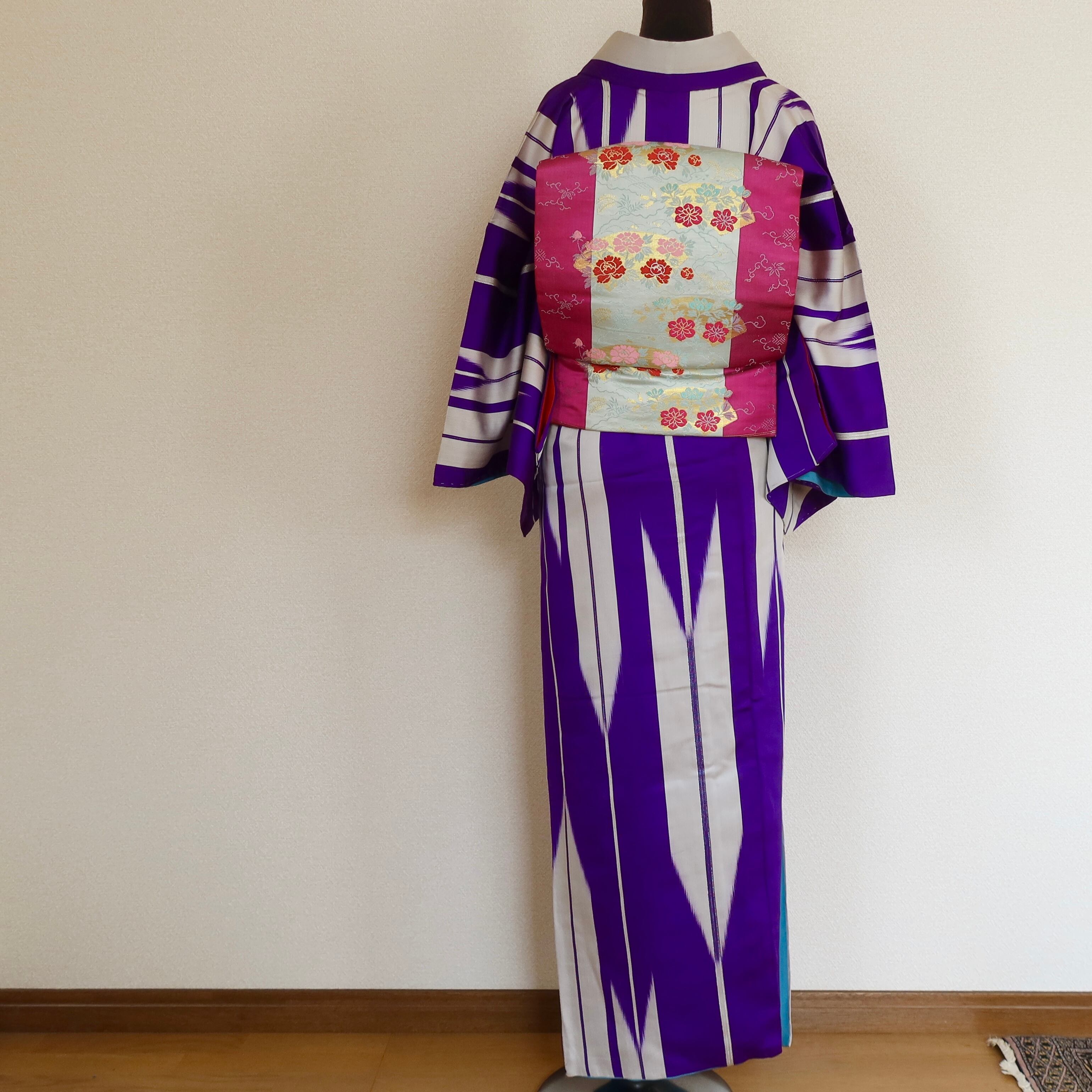 長羽織 紫 矢羽根 悲しき しつけ糸付 お袖長く美しい アンティーク 極美品