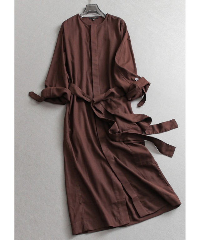ラウンドネック◆ブラウンワンピ【w-30188】
