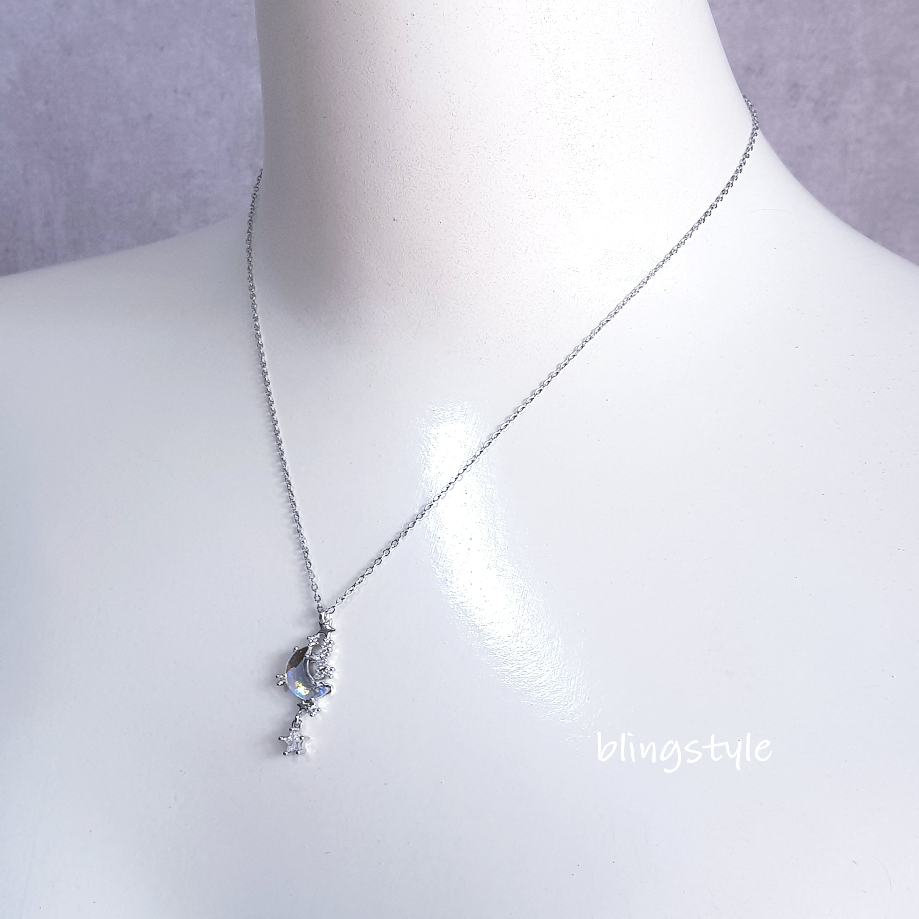 シルバー cz 三日月&星 ネックレス | blingstyle☆handmade＆select