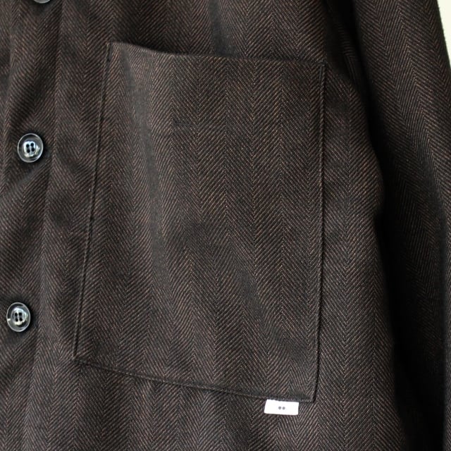 amne ポリエステルツイードノーカラーブルゾン HERRINGBONE