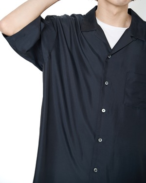ssstein "CUPRO TWILL OVERSIZED OPEN COLLAR SS SHIRT〔BLACK〕"