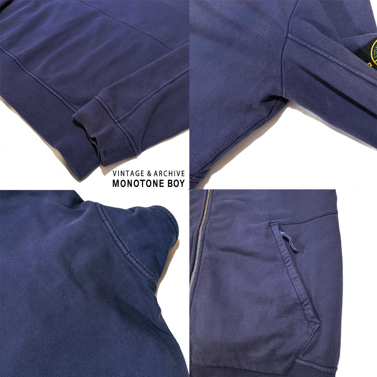 STONE ISLAND 2016SS HEAVY WEIGHT ZIP UP SWEAT SHIRT Sun faded navy