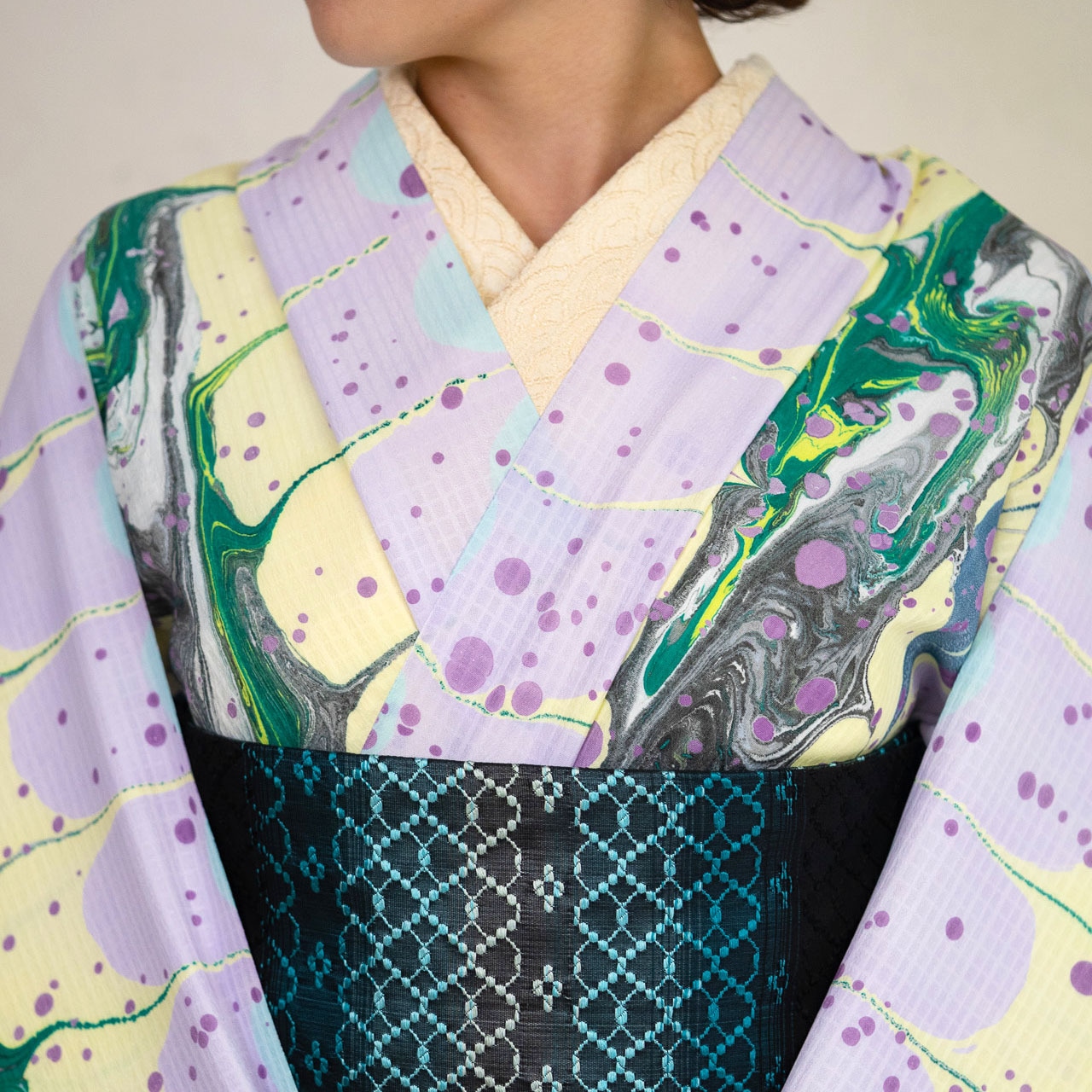 ❤︎Poison Heart❤︎「星屑を喰む蛇」〜洗えるきもの(シルジェリー格子柄)〜