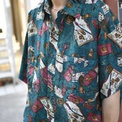 antique motif pattern silk shirt