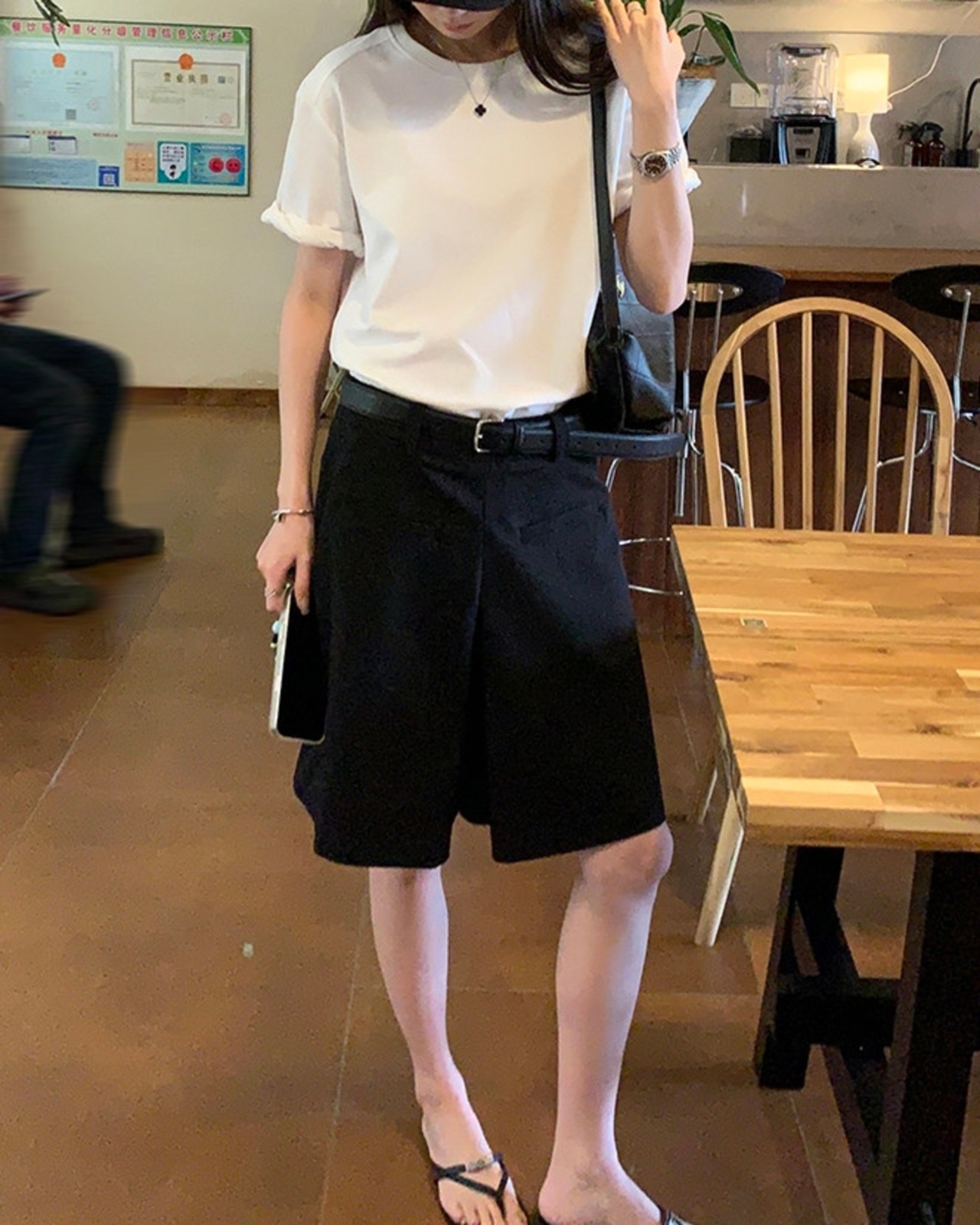 クルーネックロールアップスリーブ Tシャツ 3color A1076 - 6