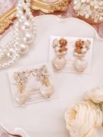《テディベアビジュー×Latteマーブルハート》ピアス/イヤリング