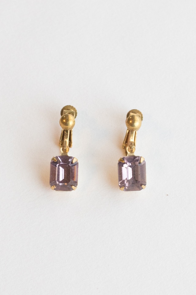 【TAMARI】-ACCIDENT 別注- Drop antique Czech glass pierce & earring（Lilac）