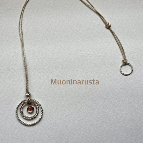 ムオニナルスタ隕石（ピンク）×テンソルリングのネックレス　silver
