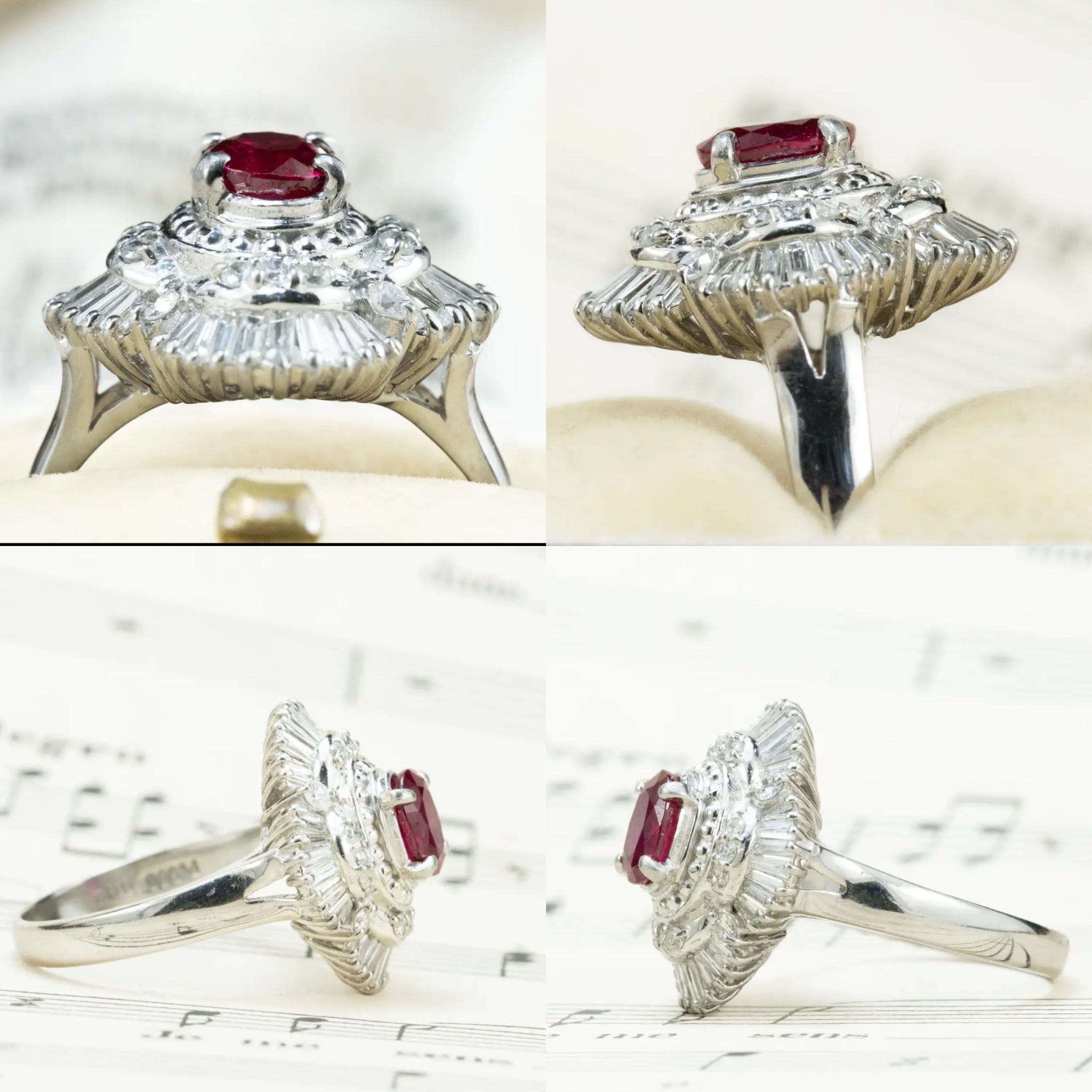 昭和ジュエリー ルビー ダイヤモンド リング Pt900 0.92ct 0.76ct