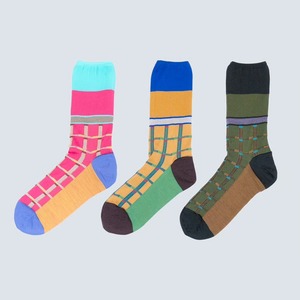COQ /  【23-25cm】block socks  CT-24-1-IW5M