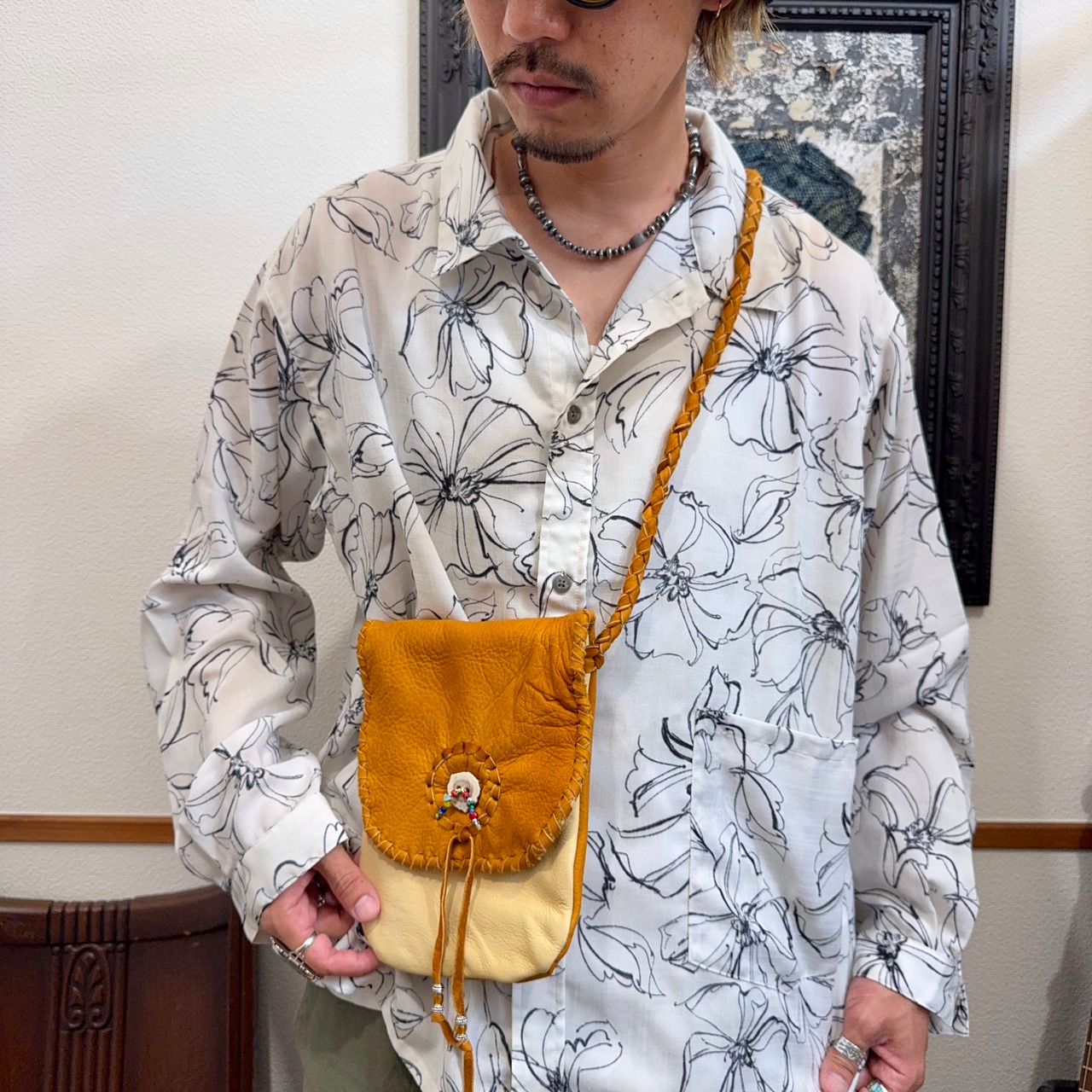 ナスングワム×アーリーモーニング【Nasngwam×Early Morning】Deerskin Medicine Bag (camel) - 5