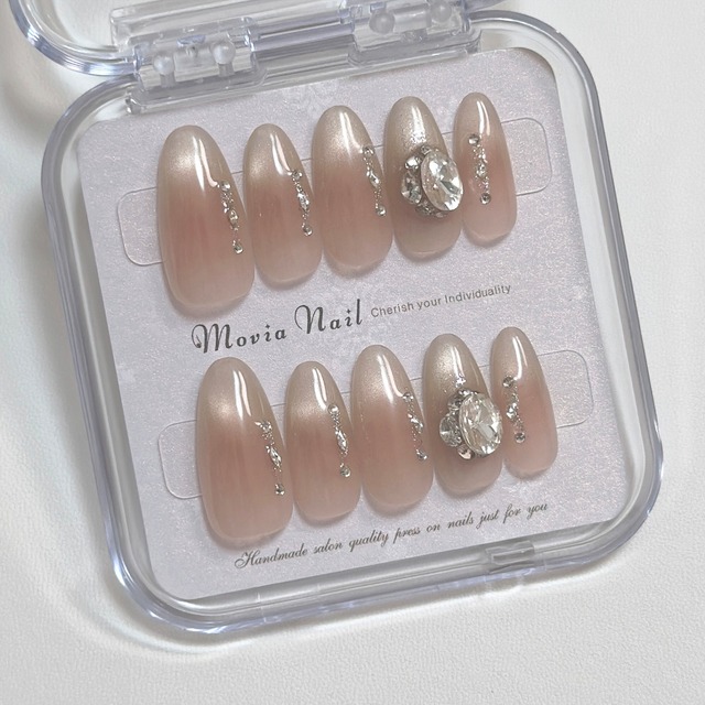 ベージュ331S～341Mマグネットピンク韓国シンプル量産型地雷系姫ギャルネイルチップ現品